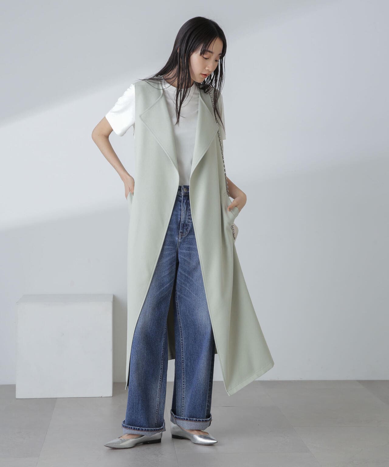 撥水&花粉ガード加工ロングジレ